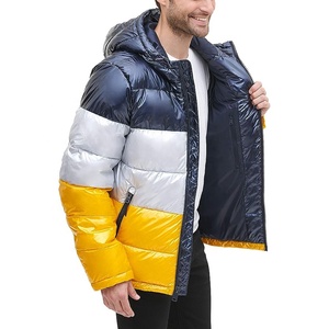 Veste bouffante à fermeture éclair pour hommes, manteau avec sangle d'impression personnalisée, veste épaissie en duvet pour hommes, vente en gros personnalisée - Product Image 4