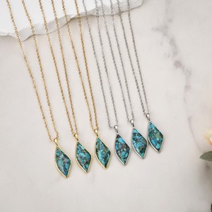 Pendentif en turquoise cuivrée, argent sterling 925, plaqué or 14 carats, pierre précieuse naturelle, bijou pour femme, cadeau - Product Image 5