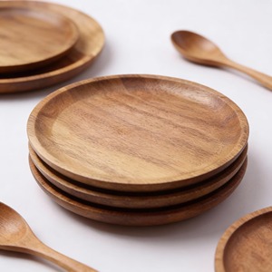 Assiette de service en bois, design classique, écologique, en bois d'acacia, assiettes à steak, plats et assiettes pour les occasions festives - Product Image 3
