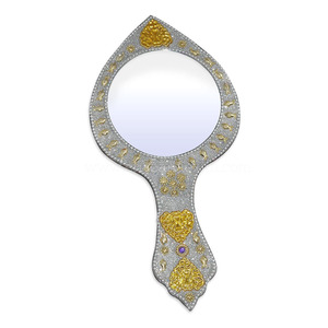 Espejo de mano decorativo hecho a mano con cuentas brillantes y mango para uso femenino o como regalo de recuerdo, espejo cosmético con cuentas. - Product Image 3