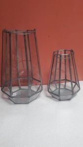 Hexagon Glass <b>Lantern</b> With <b>Gold</b> Frame For Home Decoration - Product Image 5