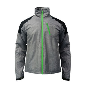 Chaqueta de Forro Polar Gris, Manga Larga, Cuello Alto, Cierre de Cremallera, Resistente al Viento, para Otoño, Corte Regular, Diseño Sólido, Material de Poliéster - Product Image 1