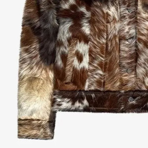 Chaqueta bomber de cuero vacuno lista para enviar para hombre, chaqueta de invierno de cuero vacuno auténtico con estampado animal, de lujo. - Product Image 4