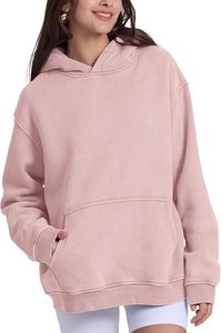 Vente en gros de sweats à capuche en molleton épais 600g sans cordon, personnalisables avec logo, surdimensionnés pour femmes - Product Image 3
