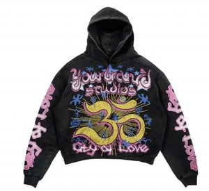 Hoodie unisexe de luxe de qualité supérieure, coupe ample, en coton personnalisé, délavé à l'acide, ourlet brut déchiré, imprimé DTG, en molleton bouclette, pour l'hiver - Product Image 4