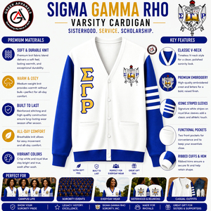 เสื้อคาร์ดิแกนไหมพรมอะคริลิกปักลาย Sigma Gamma Rho Sorority สำหรับผู้หญิงใส่ในฤดูหนาว |   สไตล์วินเทจแบบสั่งทำ - Product Image 5