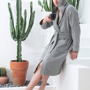 Bata de Baño para Hombre con Acabado Elegante, 100% Algodón Terry, Transpirable, Felpa, Comodidad Premium, Estilo Diario, Invierno, Manga Larga, para el Hogar - Product Image 2