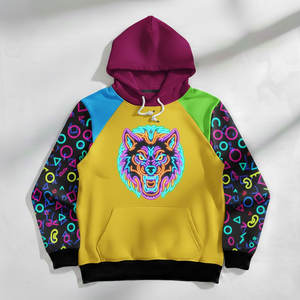 Sweat à capuche néon haute technologie pour homme avec motif graphique et accents de circuit imprimé sur les manches, vêtement de sport sublimé 100 % coton pour l'hiver - Product Image 5