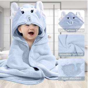 Lot de 2 serviettes à capuche pour bébé, essentiels, 31,5x31,5 pouces, 2 motifs, serviette de bain en microfibre douce et absorbante pour garçon et fille - Product Image 1
