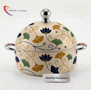 Exclusivo y Único Diseño Floral Estilo Árabe, Olla de Acero Inoxidable para Calentar Comida, Diseño de Cazuela de Lujo para Servir Comida Caliente - Product Image 1
