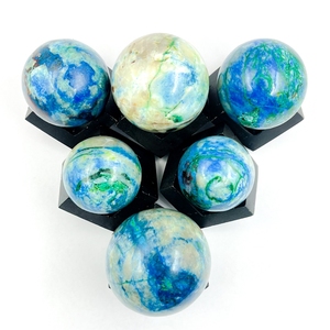 Boule de cristal naturelle Quantum Quattro Sphere en chrysocolle, pierre de guérison, Reiki, méditation, énergie, faite à la main, décoration d'intérieur, vente en gros - Product Image 1