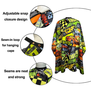 ผ้าคลุมตัดผมพรีเมียมลายพิมพ์ ผ้าคลุมช่างตัดผมกันน้ำ ปรับระดับได้ที่คอ - Product Image 4