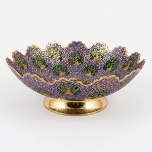 ชาม meenakari ทองเหลืองสีทองหรูหราพร้อมรายละเอียดลวดลายนกยูงมีจำหน่ายในราคาขายส่ง - Product Image 3