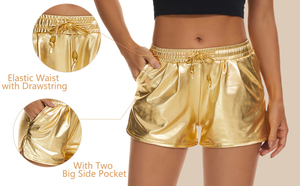 Shorts de plage sexy pour femmes avec estampage doré à chaud et effet métallique réfléchissant - Product Image 5