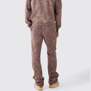 Custom 3D Embossed <b>Pullover</b> Hoodie Wide Leg Trousers 2 Pieces Cotton Blend Relaxed <b>Men's</b> Textured Tracksuit Set - Product Image 4