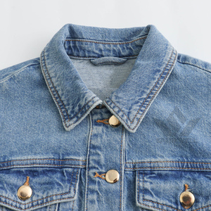 Women's Light Blue <b>Cropped</b> <b>Denim</b> <b>Jacket</b> Button Closure Turn-Down Collar Long Sleeve Slim Fit Casual Jean <b>Jacket</b> Spring Autumn - Product Image 5