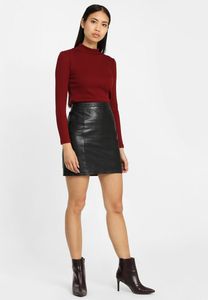 Women's Faux <b>Leather</b> Pencil <b>Skirt</b> <b>Mini</b> Solid Color Shiny Regular Waistline All Seasons Woven Style - Product Image 2