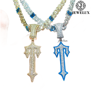 Premium Iced Out <b>Cross</b> Pendant Necklace 18K Gold Plated Moissanite Hip Hop Style Unisex Cuban <b>Chain</b> Jewelry For Export - Product Image 1