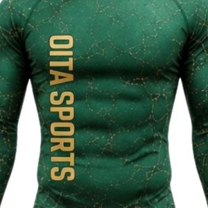 Emerald Green Long Sleeve Compression <b>Shirt</b> Crackle Print Fitness Training Gym Workout Breathable Quick Dry Athletic Sportswear - Product Image 5