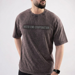 T-shirt à manches courtes pour homme Moto End Corporation, col rond, coupe classique, jersey de coton, imprimé lettres, style décontracté - Product Image 1