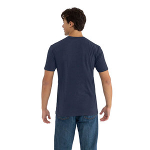 T-shirts pour hommes en coton mélangé doux, col rond, tailles S à 4XL, coupe athlétique, t-shirt basique uni et avec logo, bleu marine, t-shirt classique pour hommes - Product Image 2