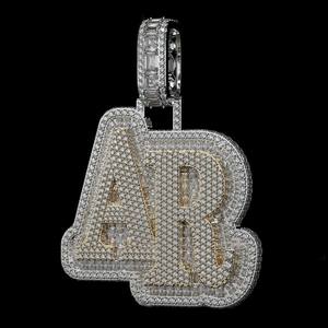 Fine Jewelry Personalized 925 <b>Silver</b> Hip Hop Letter Iced Out Custom Name <b>Initial</b> Letter Moissanite Diamond Mosaic Set <b>Pendant</b> - Product Image 1
