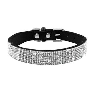 Collar de perro de cuero genuino de cristal de diamantes de imitación brillante de primera calidad correa para mascotas - Product Image 1