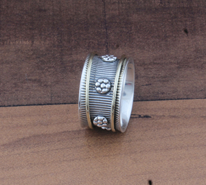 Classic Cluster <b>Ring</b> 925 <b>Silver</b> Textured Finish Bezel Setting Simple <b>Cross</b> Design Men's Gift Idea Wedding Band - Product Image 3
