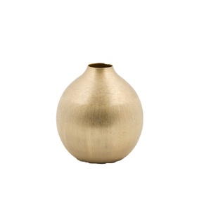 Vase sphérique en métal doré de style nordique |   Pot de fleurs minimaliste en laiton brossé pour table, conteneur pour fleurs séchées, idéal pour hôtels et mariages - Product Image 1