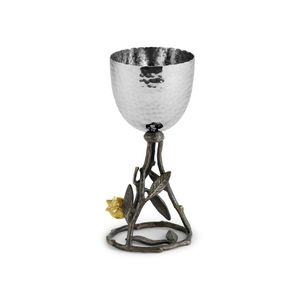 Elegant Brass Wine <b>Goblet</b> With Gold Leaf Design Round Silver Bowl Handmade For Wedding Decor for sale - Product Image 5