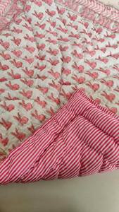 Rabbit <b>Pink</b> White Block Print Quilted <b>Throw</b> <b>Blanket</b> 100% Cotton Eco-Friendly Handmade Modern Hotel Luxury Oversized - Product Image 6