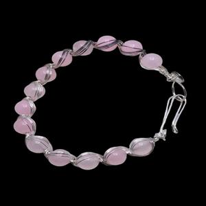 Pulsera de Cuarzo Rosa Grabada de Grado AAA al por Mayor, Artesanía de Piedras Preciosas Naturales con Patrón Curativo - Product Image 2