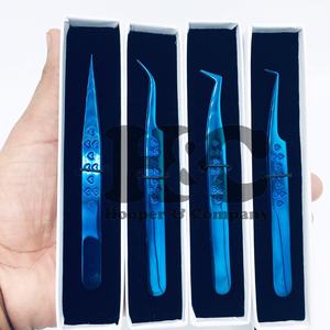 Nouveau bleu pince à épiler coeur conception pince à épiler en acier inoxydable Extension de cils pince à épiler Logo durable offre pointe de Fiber pour cils vison - Product Image 5