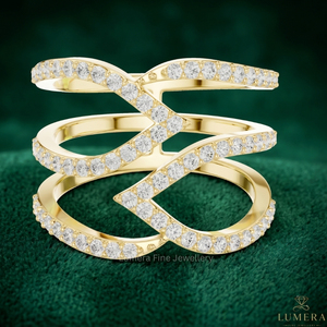 Lumera Women's D Color VVS2 Clarity Yellow Gold Lab Grown Diamond <b>Ring</b> Brilliant Cut <b>CZ</b> Side Stones IGI Certified 18K Gold - Product Image 1