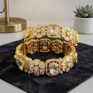 925 Silver Monzo Bangles Luxury Crystal Designer <b>Kada</b> Bracelet Set for Geometric Design For Women Party Jewelry - Product Image 5