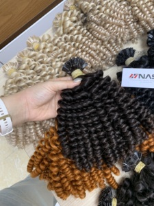 Extensions de cheveux bouclés à pointe plate personnalisables NASA HAIR VIETNAM, Super Double Drawn, tissage machine, cheveux vierges 100% vietnamiens - Product Image 1