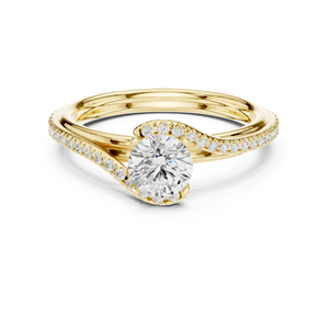 Anillo Solitario de Diamante Cultivado en Laboratorio, Redondo, en Oro Amarillo de 14K para Mujer |   Regalo de Aniversario |   Diamante Cultivado Nuevo - Product Image 1