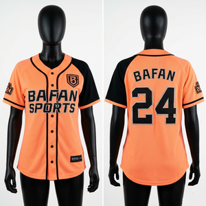 Camiseta de béisbol para mujer de poliéster de punto de 200 GSM, color verde menta con ribete negro, logotipo personalizado bordado, transpirable. - Product Image 6