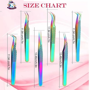 Ensemble de pinces à cils en acier inoxydable Ryzer Studio, 1 pièce, pointe incurvée et pointue, outils de beauté pour extensions de cils, maquillage et outils - Product Image 2