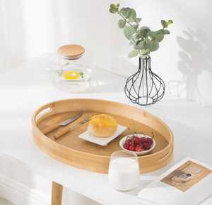 Elegant Oval Bamboo Serving Tray Set Handles Scenic Pattern Modern Design-Eco-Friendly Platters for Catering Hospitality. - Product Image 4