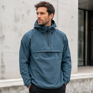 Custom <b>Men's</b> <b>Blouson</b> Hooded Pullover Windbreaker <b>Jacket</b> Letter Waterproof Windproof 100% Polyester Outdoor Use Custom Logo Front - Product Image 4