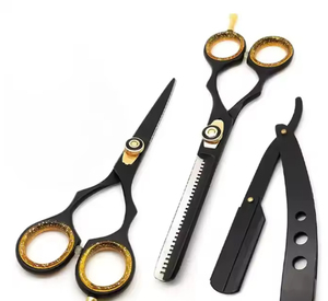 Ensemble de ciseaux de coiffure professionnels avec peignes pour usage en salon, lames en acier inoxydable, poignées en plastique, pour droitiers - Product Image 4