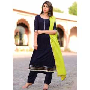 Conjunto de traje de gasa azul para mujer con dupatta Gotta Jaal - Talla XS - Product Image 5