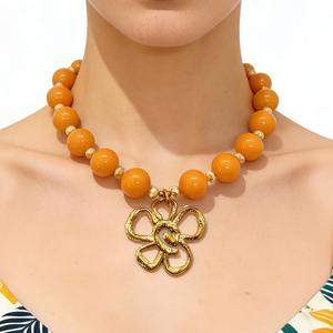 Stylish resin <b>beaded</b> <b>necklace</b> with modern design vibrant colors and elegant appeal ideal for parties casual and festive occasion - Product Image 2