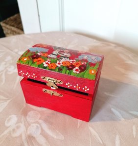Tradebyd <b>Rustic</b> Wooden Box Hand Painted European Folk Art Design Ideal <b>Decorative</b> Storage Chest for <b>Homes</b> - Product Image 1