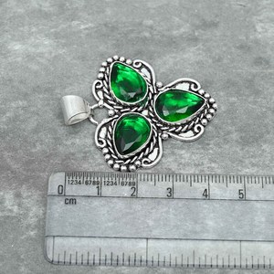 Wholesale <b>Emerald</b> Green Cubic Zirconia Multi-Stone <b>Pendant</b> 925 Sterling Silver Plated Vintage Filigree Teardrop Gemstone Jewelry - Product Image 5