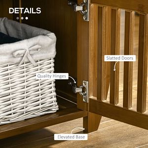 Panca per scarpe marrone ingresso in bambù con cuscino portapacchi laterali a 3 porte e scomparto nascosto per lo stoccaggio del corridoio di casa - Product Image 5