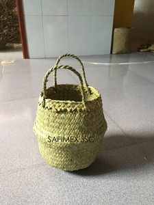 Woven Belly <b>Basket</b> Boho All Sizes Home Storage <b>Basket</b> <b>Foldable</b> with Handle Wholesale Export from Vietnam Factory Good Prices - Product Image 5