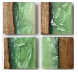 Ensemble de sous-verres en résine et bois sur mesure, sous-verres en résine époxy, tapis et dessous de verre, sets de table pour salle à manger à un prix très raisonnable - Product Image 5