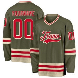 Camiseta de Hockey Personalizada en Rojo Oliva para Uniformes de Equipo de Servicio Militar, Sublimada, Transpirable, sin Mangas, para Entrenamiento de Hockey sobre Hielo - Product Image 1